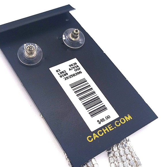 CACHE Crystal Tennis Bracelet and Dangle Chandelier Earrings Set in Silver - Picture 8 of 9